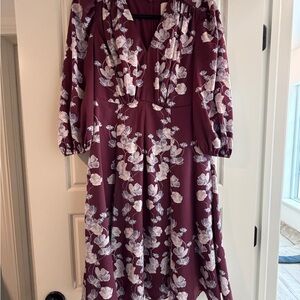 Gal Meets Glam Burgundy Floral Long Sleeve Dress